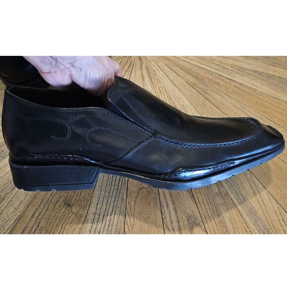 Bacco Bucci Black Leather Square-toe Loafers, Made in Italy, size 10 1/2 main image 12